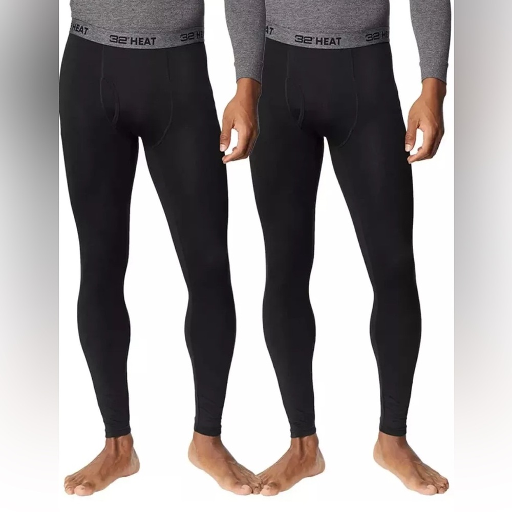 32 Degrees Men's 2-Pack Lightweight Base layer Pant - size S (waist 28”-30”)